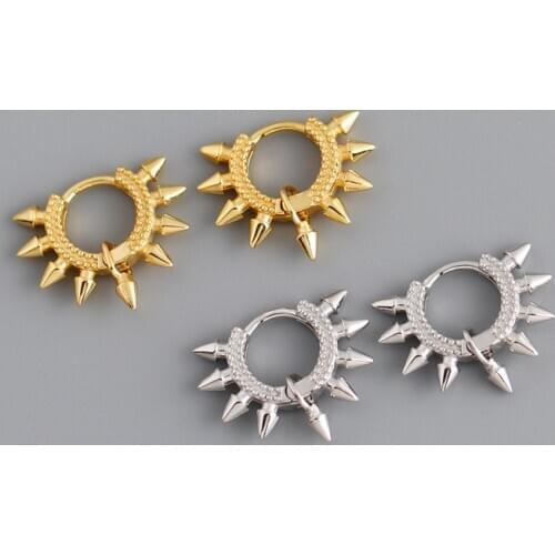 Real 925 Sterling Silver Cone Hoop Huggies Earrings For Fashion Women Party Fine Jewelry Punk Minimalist Accessories