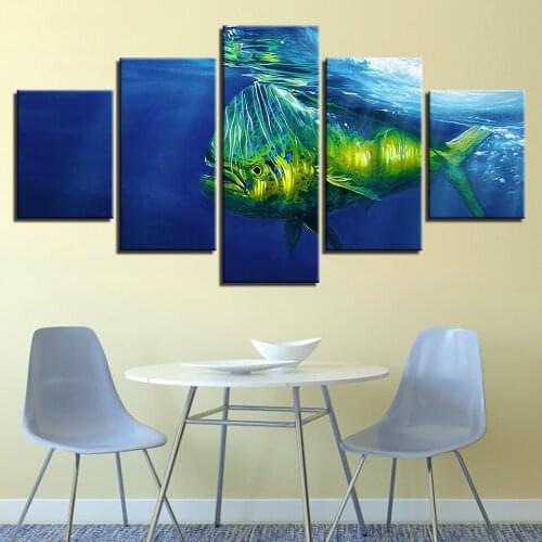 Modern Canvas HD Home Decor Living Room Printed 5 Panels Fish Bottom Of The Sea Pictures Painting Wall Poster Art Modular