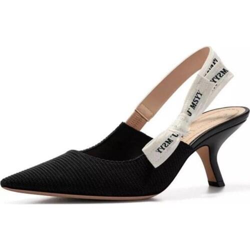 2021 Butterfly Knot Belt Slingbacks 5.5cm High Heels Women Dress Shoes Summer Fashion Ladies Jadio Shoes