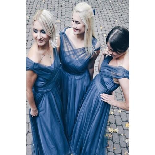 Unique Design Tulle Bridesmaid Gown A Line Maid Of Honor Dresses for Wedding Party