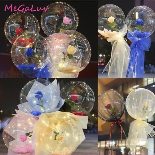 20inch Bobo Ballons Clear Helium Balloons Luminous Transparent Bubble Rose Christmas Wedding Birthday Party Decorations