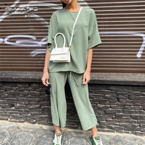 Womens Set Summer Sexy Fashion Khaki Casual Two Piece Set Short Sleeve Tops Shirt and Loose Beach Pants Set Bottom Suit Outfits