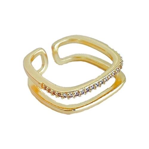 2021 fashion new double layer open ring feminine temperament with ring light luxury personality high quality index finger ring