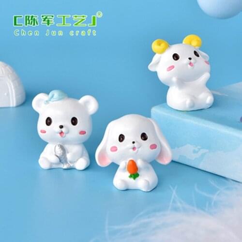 ZOCDOU 1 Piece Cute Animal Dinosaur Rabbit Small Statue Little Figurine Crafts Figure Ornament Miniatures