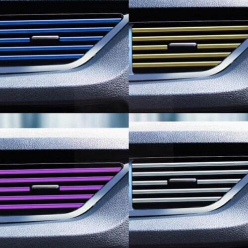 Listing 10pcs Car-styling Plating Air Outlet Trim Strip Decoration Vent Grille Switch Interior Outlet Air Trim Strip U2Q7