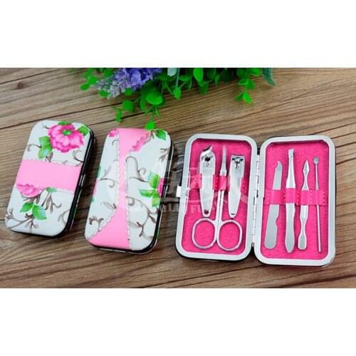 100set 7pcs/set Stainless steel Nail Art Manicure Set Nail Care Tools Mini Finger Cutter Clipper File Scissor Tweezers fashion