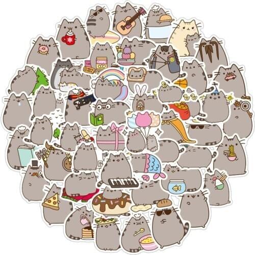 100pcs Kawaii Cartoon Cute Fat Cat Stickers for Notebook Libretas Motorcycle Computer Helmet Laptop Bike Car Waterproof Sticker