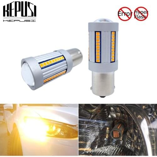 2pcs Super Bright 2000lm PY21W Bau15s 7507 1156 BA15S P21W LED Amber Yellow Bulbs LED Turn Signal light Canbus No Hyper Flash