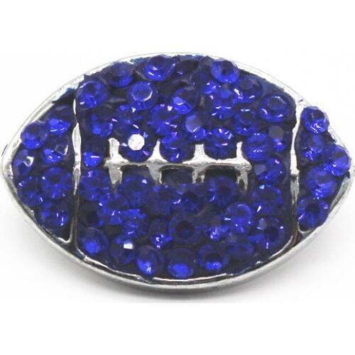 6pcs/lot 2018 New Snap Jewelry Blue Full Crystal 18mm Football Sport Snap Buttons Jewelry Fit 18mm /20mm Snap Jewelry Bracelet