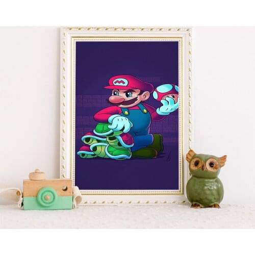 Abstract super mario Art Nordic Posters And Prints Wall Pictures For Kitchen Poster Bedroom Nursery Decoration