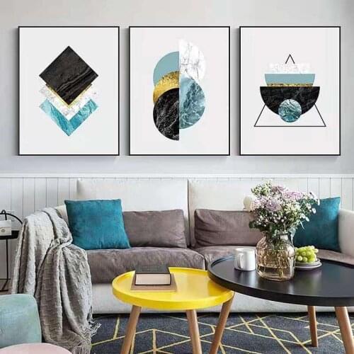 Nordic Style Living Room Decoration Painting Modern Minimalist Geometric Abstract Marble Graphic Restaurant Mural