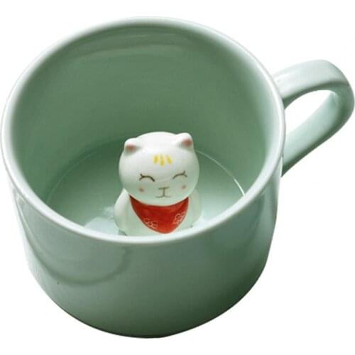 3D Effect Ceramic Water Mug Animal Decor 230ml Milk Cup Home Kitchen Tumblers 11.6cm x 8.7cm