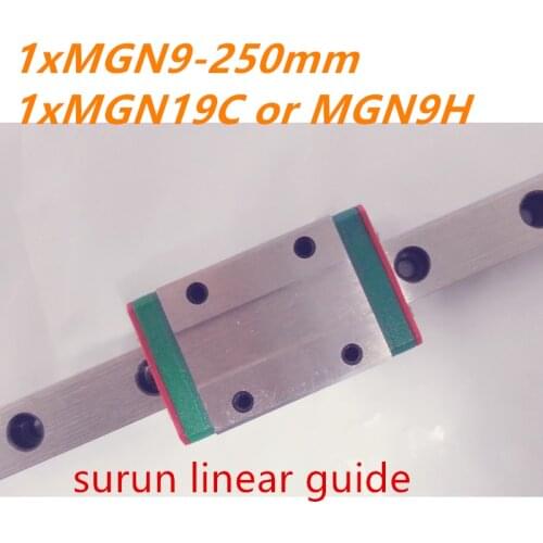 RDBB Free shipping for 9mm Linear Guide MGN9 250mm linear rail way + MGN9C or MGN9H Long linear carriage for 3D printer parts