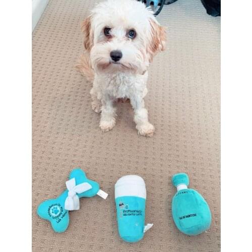 Loevly Plush Pet Toys 3 pcs One Pack Cute Stuffed Plush Pet Dog Toys Plush Pet Bone Toy Plush Pet Bottle Can Toy