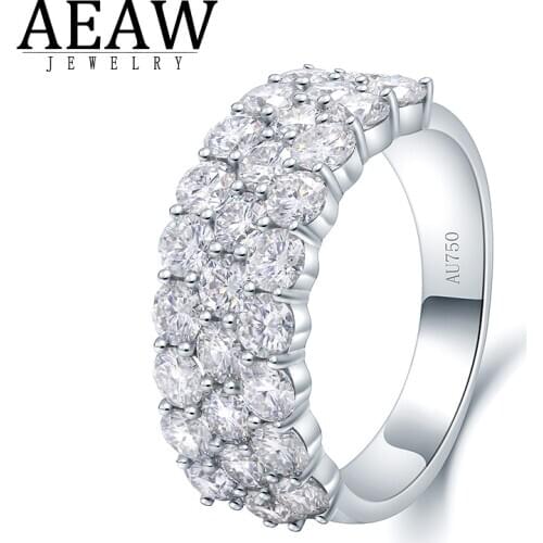 AEAW Luxury Center 2.8ctw DF Color VVS Moissanite Engagement Band for Men Solid White Gold Plated S925 Ring or s925 silver ring