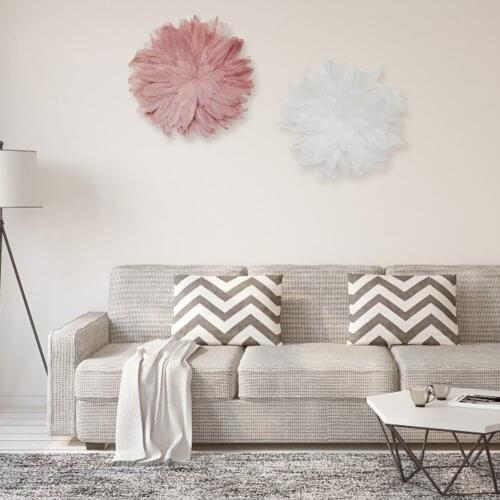 Nordic Style Feather Wall Decoration Feather Flower Plate Wall Handmade Creative Wall Decoration For Bedroom Living Room Decor