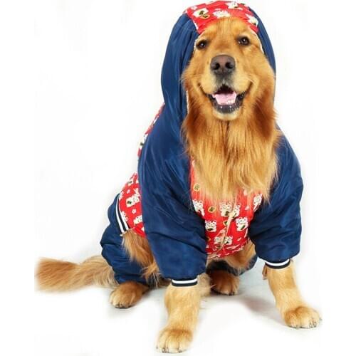 New year Thick Large dog clothes winter Lucky Cat pattern printing christmas dog clothes Cold Weather Jacket Hoodie for LargeDog