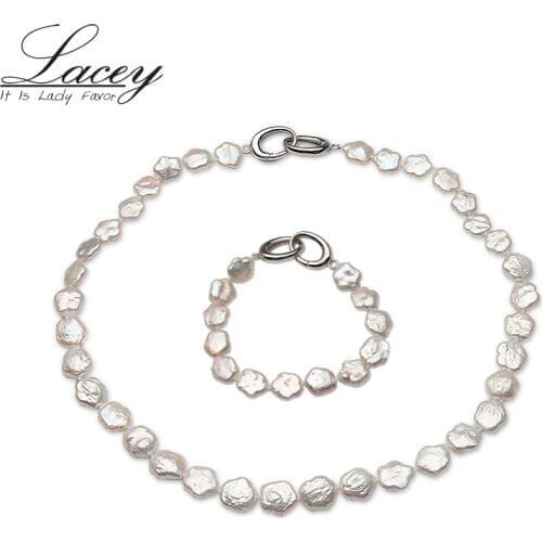 Natural Freshwater Keshi Pearl Necklace Bracelet Jewelry Sets For Women,Fashion Real Baroque Pearl Jewelry Stes Customized