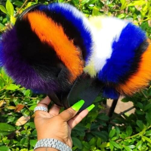 New Womens Slippers 2021 Furry House Slides Designer Slides Real Fur Slides Ladies Sandals Plush Flip Flops Girls Shoes Sandals