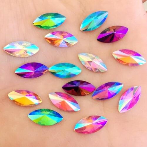 Horse eye Shape Resin Rhinestone clear AB Crystal Nail art 60Pcs Flat Back tip Faceted Decorative Clothing accessories strass