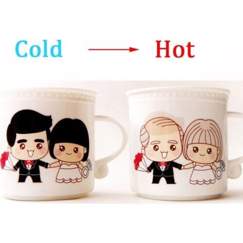 1Pcs New 350mL Cute Couples Color Changing Mug 3Styles Ceramic Coffee Milk Tea Morning Cups Best Valentines Day Gift for Lovers