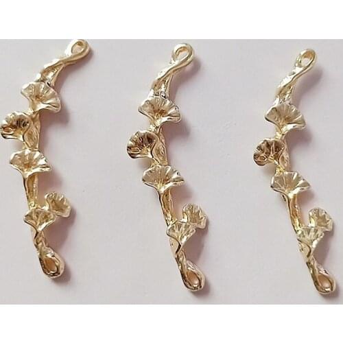 10 PCS 13*40mm Metal Alloy Leaves Branches Connectors KC Gold Color Charm DIY Accessories For Jewelry Making