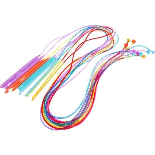 12pcs/Set Plastic Afghan Tunisian Flexible Crochet Hooks Carpet Hooks