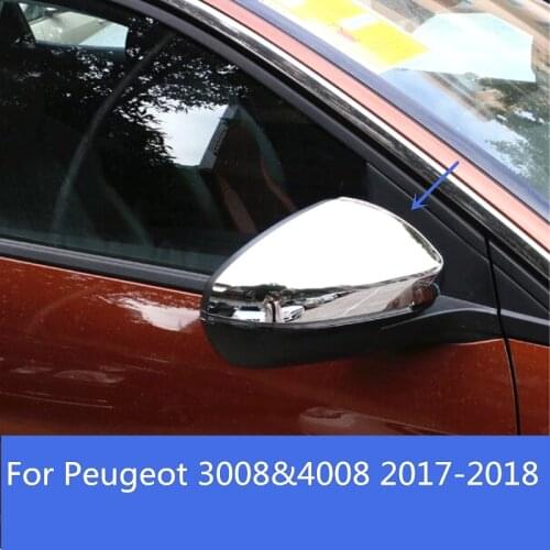For Peugeot 3008&4008 2017-2018 ABS Chrome Side Door Rear View Rearview Mirror Case Cap Cover car styling Accessories 2pcs