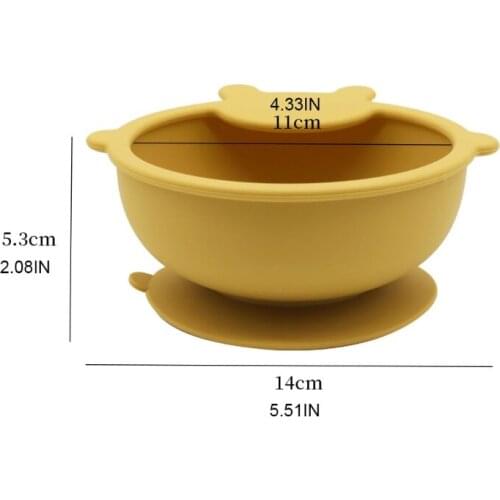 2Pcs BPA Free Silicone Waterproof Baby Suction Bowl Training Spoon Set Tableware