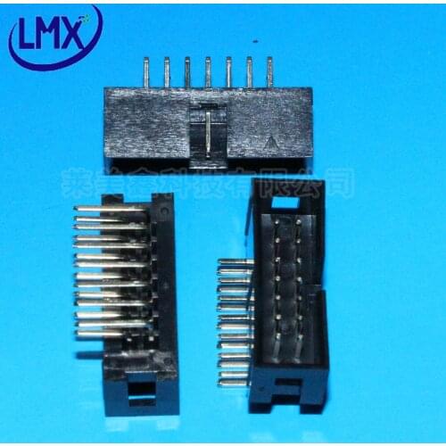 20pcs DC3 14Pin 2.54mm double row bent pin 2*7pin Shrouded Male Header Connector