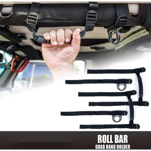 4pcs/set New Black Roof Grab Handles Roll Bar Grip Handle Hand Hold Adjustable for 2007-2015 Jeep Wrangler JK 4Doors Car Styling