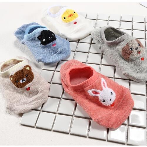 5 pair Womens Short Socks Amozae Cute Lovely Kawaii Cartoon Sweet Cotton Women Socks Casual Women Ankle Socks Funny Sock Female