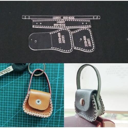 Acrylic Stencil Laser Cut Template Diy Leather Handmade Craft Mini Coin Purse Key Ring Pendant Sewing Pattern 45x55x20mm