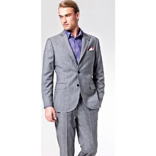 Free shipping high quality wool Custom made Men Business grey suit/cheap wedding groom tuxedos/classic groomsmen suits for men