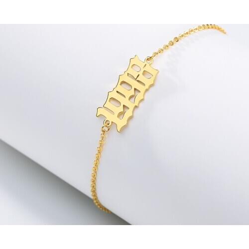 Stainless Steel Old Englih Bracelet Jewelry Number Bracelet Year 1995 1999 1996 Bracelet Men Maxi Colar