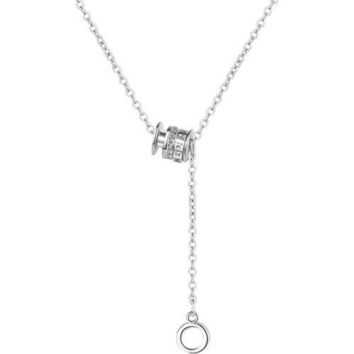 Fashion collares chain female choker 925 Sterling Silver round circle Micro Pave Zircon Pendant Necklace for women kolye bijoux