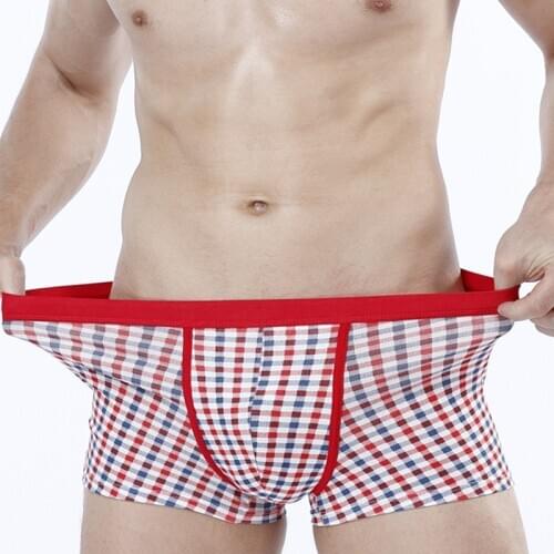 New Lattice Printing Mens Boxers Cotton Male Underwear Brand Homme Shorts Comfortable Breathable Boxer