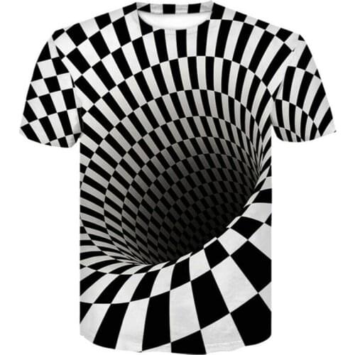 Black And White Vertigo Hypnotic Printing T Shirt Unisxe Funny Short Sleeved Tees Men women Tops Mens 3D T-shirts 2020