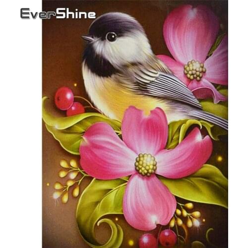 Evershine Diamond Painting Flower Cross Stitch Full Square Rhinestone Embroidery Bird Crystal Mosaic Full Layout Home Decoration