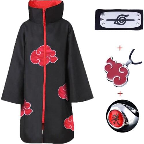 Halloween Anime Stand-up Collar Robe Cosplay Costume Akatsuki-boy Long Sleeve Cloak Carnival Funny Adult Kids 135-2XL