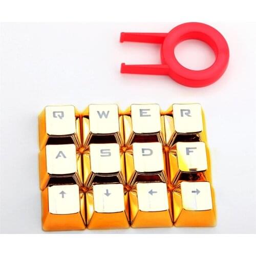 Golden Color 12 key Caps PBT backlit WASD Direction Keycaps With Keycap Puller For Cherry MX Switches Mechanical Gaming Keyboard