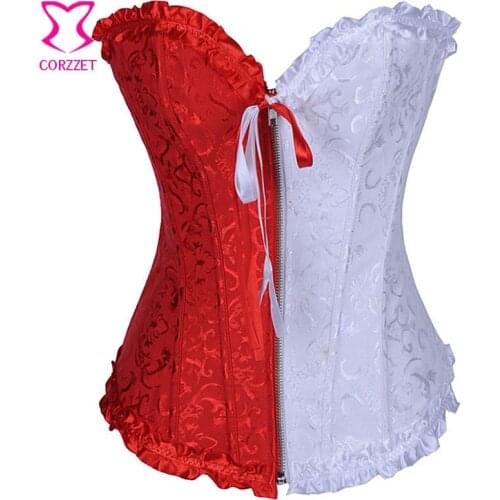 Mixed Colors Red/White Corset Tight Lacing Gothic Corsetto Sexy Corsets and Bustiers Burlesque Corpetes E Espartilhos Para Festa
