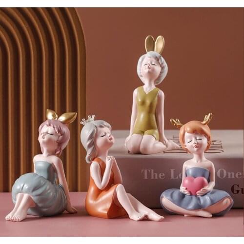 Creative Healing Department Cute Girl Resin Crafts Sculpture Decoration Home Adornment Living Room Bedroom Desktop Ornaments