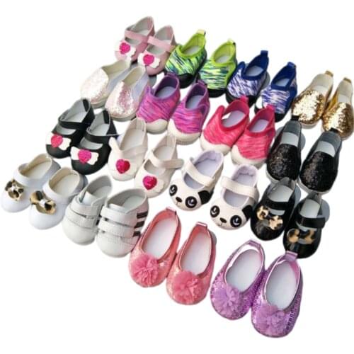 Doll shoes for 43 cm new born baby Doll black white Prink Shoes For 18" Girls Doll shoes sneacker doll Accessories