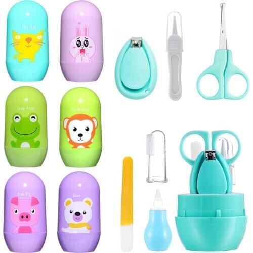 6PCS Baby Care Kit with Safety Scissors Nail File Clippers Tweezers Finger Toothbrush Nasal Aspirator for Infants Toddlers