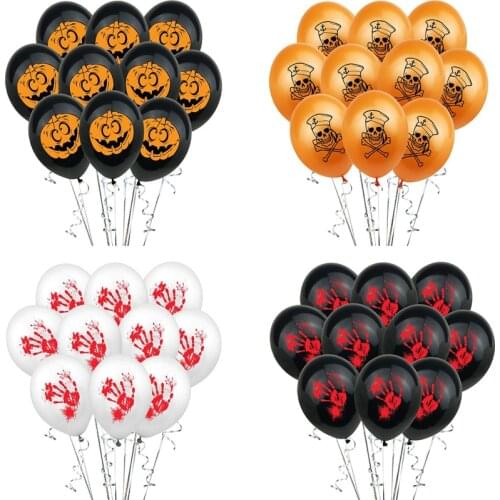 10pcs/lot Halloween Balloon Set Skull Pumpkin Blood Handprint Latex Balloons Halloween Party Decoration Balloon 12 inch
