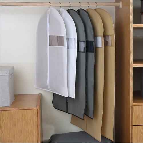 Non-woven Clothes Dust Cover Fabric Case for Household Hanging-type Coat Suit Protect Storage Bag Wardrobe Organizer hanger
