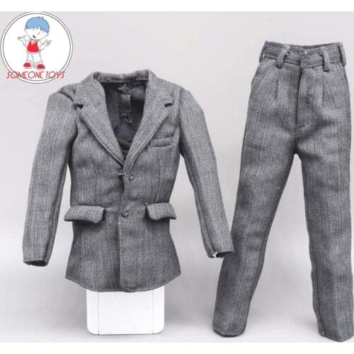 1/6 New DML Male Grey West Suit coat pants suit uniform Clothes for 12 inch TBLeague PH Soldier Figure jiaou dolls Body