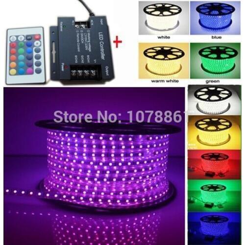 New year lighting LED 2016 Christmas lighting RGB 60leds/m LED strip 5050 led strip 220v + 24Key IR controller and IR Dimmer