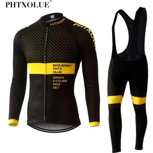 Phtxolue Winter Thermal Fleece Cycling Clothing Set Maillot Ropa Ciclismo Invierno MTB Bicycle Jerseys Bike Sportswear QY370